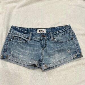 Vintage PINK Victoria's Secret Blue Jean Shorts. Distressed. Very good condition